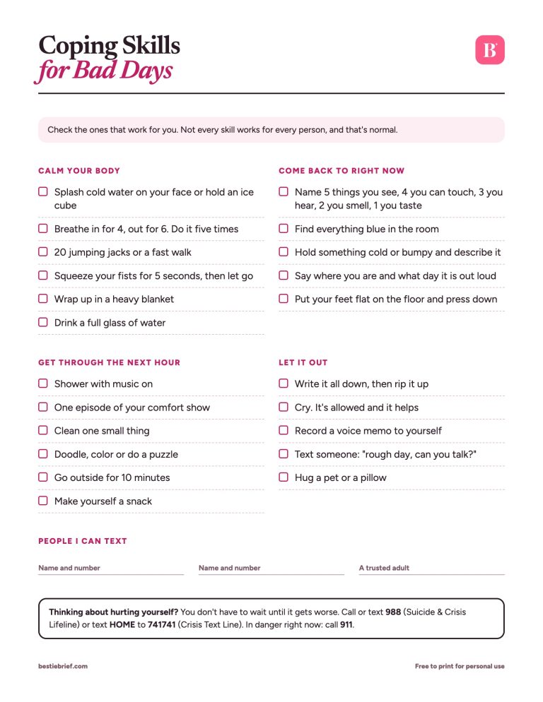 Preview of Coping Skills for Bad Days