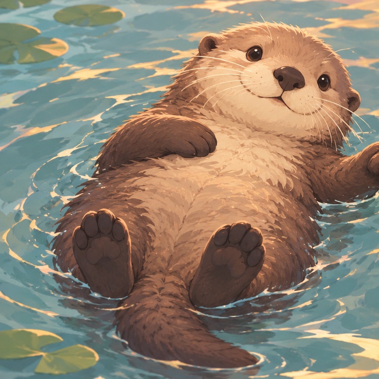 Holding Hands Otters: Otter left